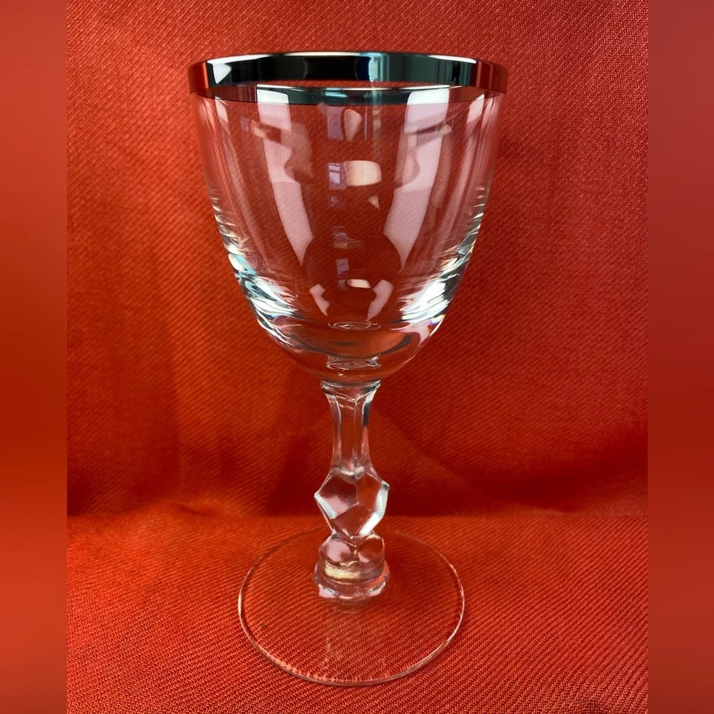 Vintage 1960’s Set of 6 Wine Glasses with Real SILVER Rim